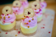Load image into Gallery viewer, Mini Mini 2-inch Jammie Dodger Raspberry Cheesecakes